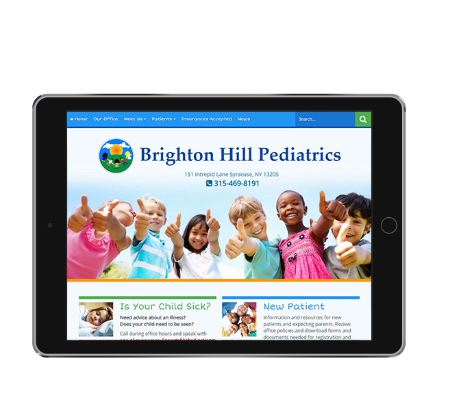 Tablet view for Pediatric Website Design