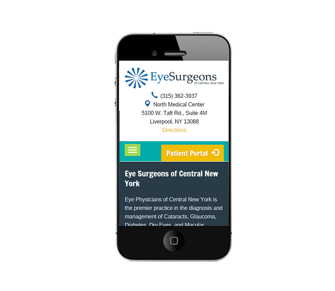 Phone View of Mobile Web Design for Eye Doctors