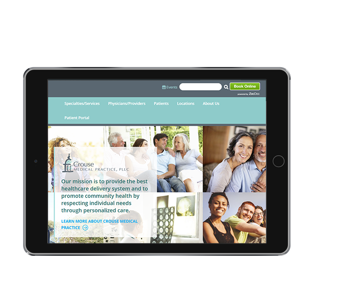 tablet view of medical practice website design