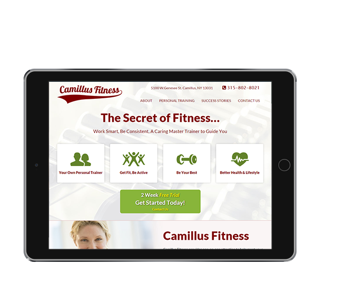 Tablet View of Personal Trainer landing page Web Design