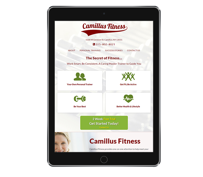 Responsive Web Design for Personal Trainer landing page web design tablet view