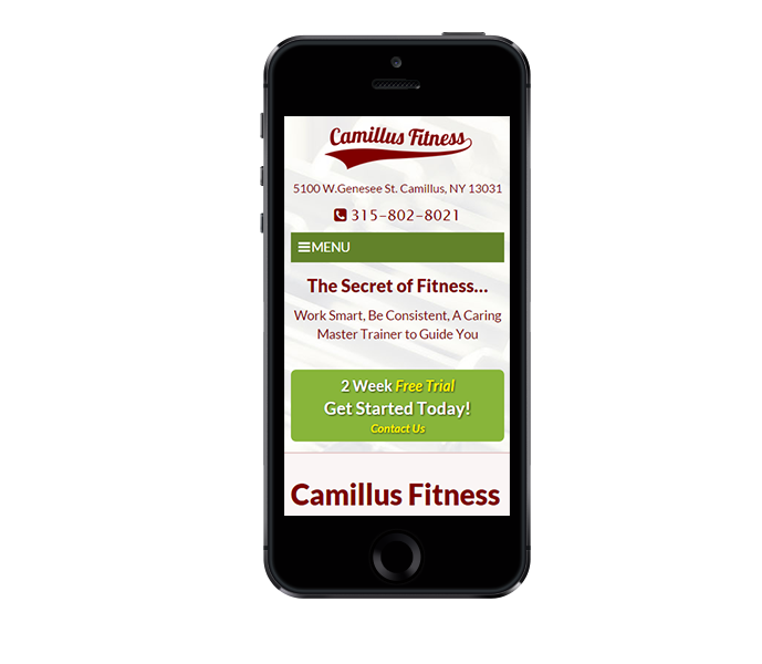 Phone View of Mobile Design for Personal Trainer landing page web design