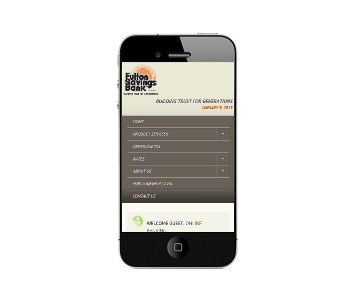 credit union website design mobile view for fulton savings bank made by acs web design and seo