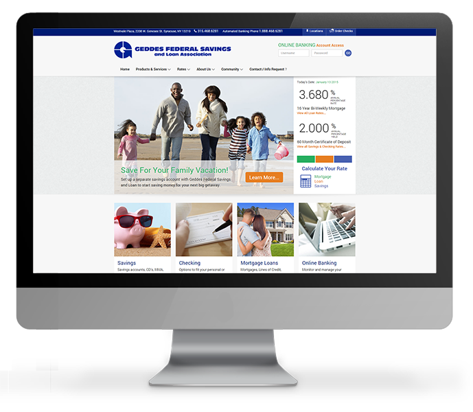 credit union website design desktop view geddes federal savings by acs web design and seo