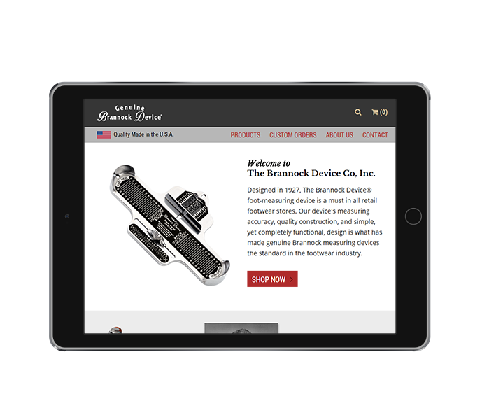tablet view of retail footwear website design