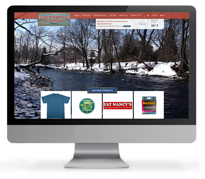 desktop view of fishing ecommerce web design