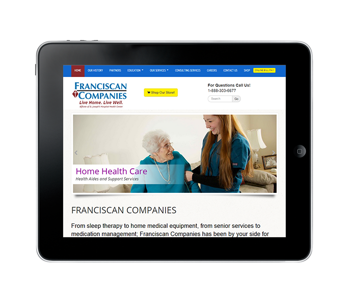 tablet view for responsive medical ecommerce website design