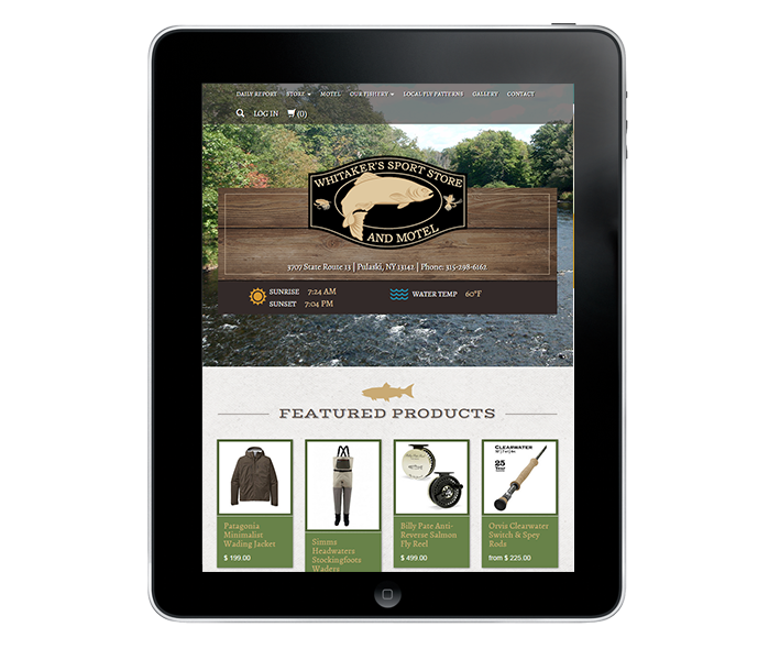 tablet view of tackle shop web design