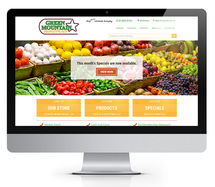 desktop view of responsive grocery store web design