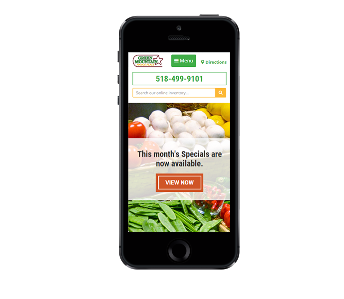 mobile view of responsive grocery store website design