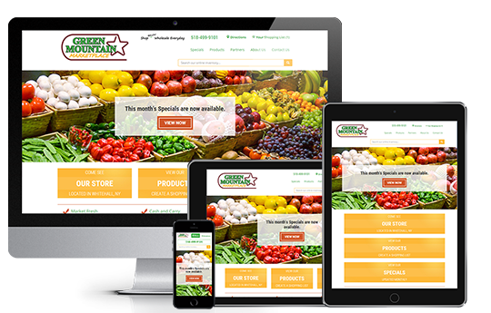 Grocery store website design green mountain food services