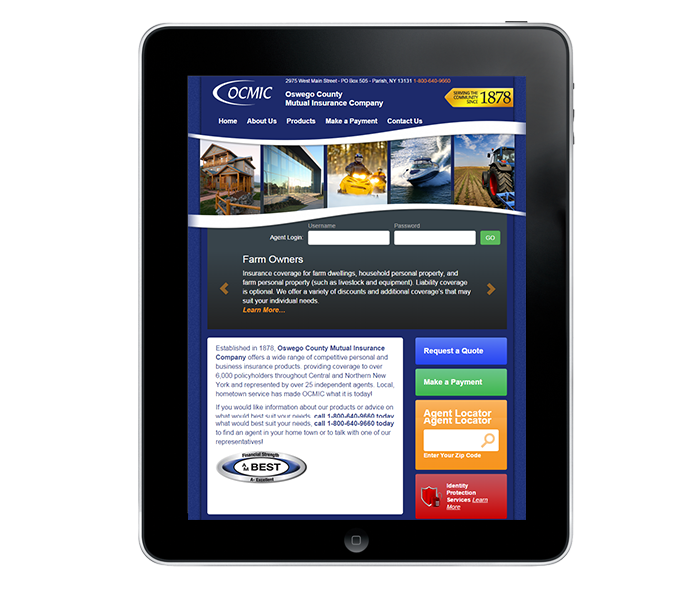 Tablet view for best new york insurance agency web design