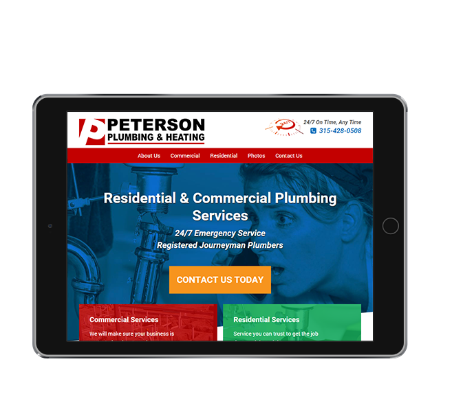 tablet view of plumbing and heating web design