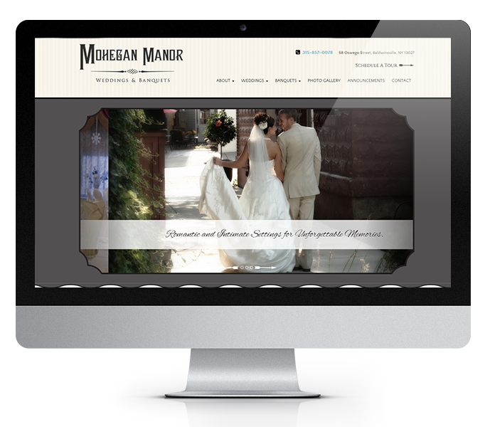 desktop view of wedding venue web design