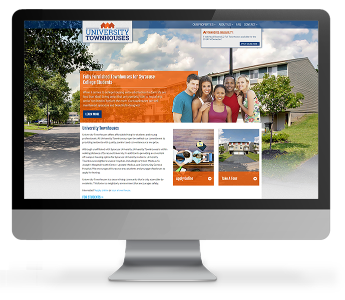 off-campus housing web design desktop view