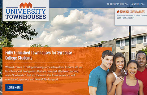 web design for university townhouses brand identity by acs web design and seo