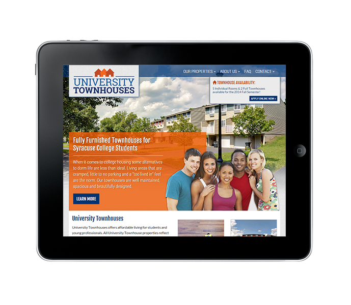 student housing web design tablet view