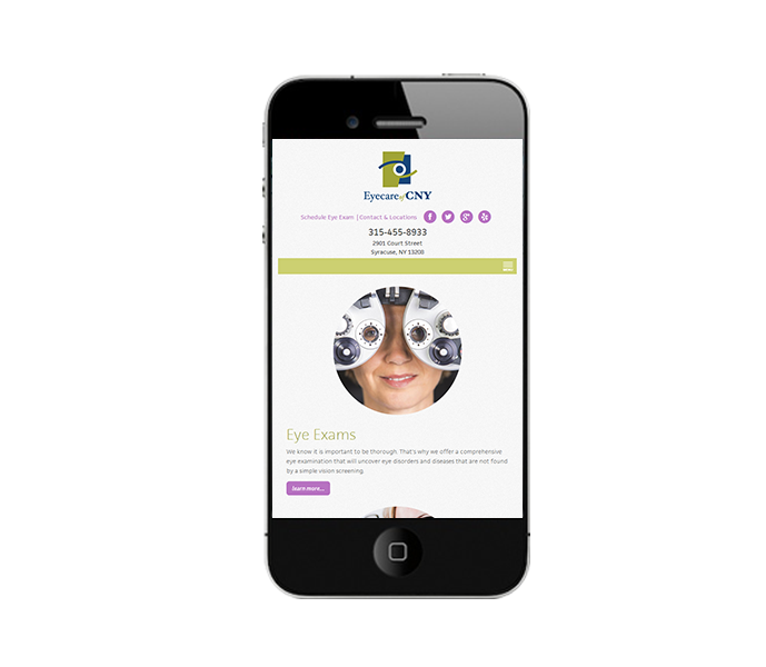 eyecare web design mobile view