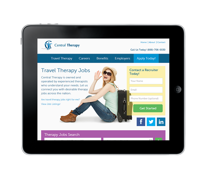 travel therapy job website tablet view