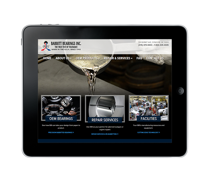 industrial commercial web design ipad view