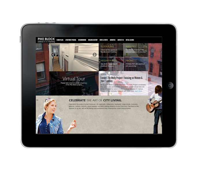 tablet view of apartment website
