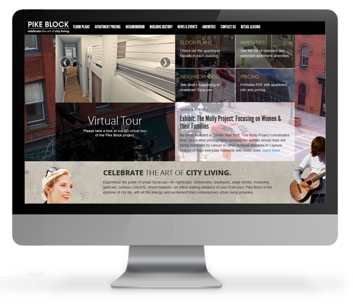 desktop view of apartment website