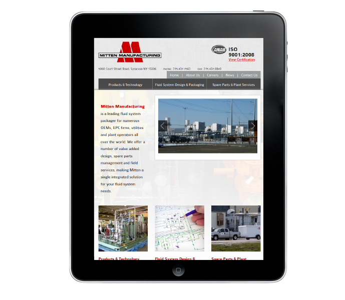 industrial web design tablet view