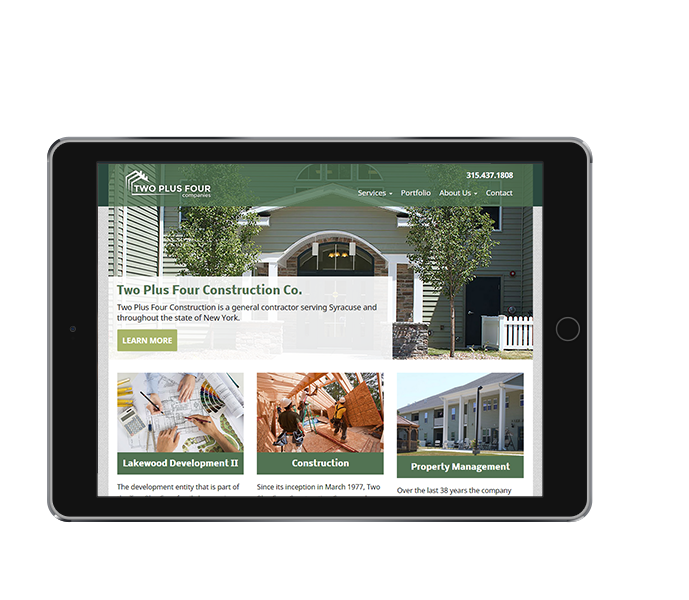 tablet view of property management responsive web design