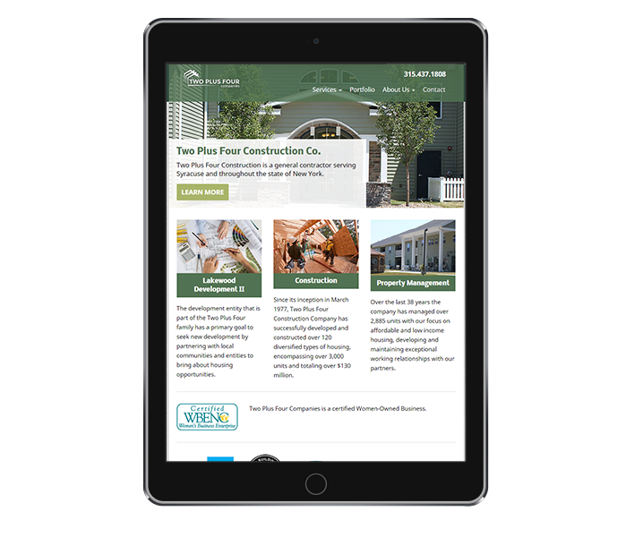 tablet view of business responsive web design