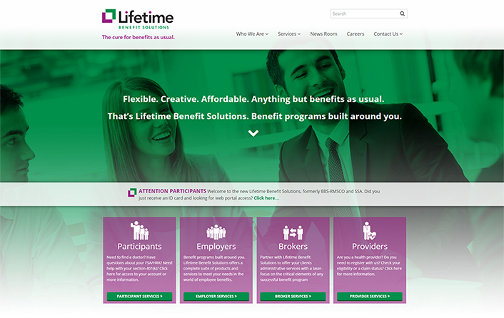 Custom website design for Lifetime Benefit Solutions