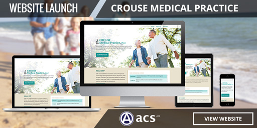 medical website design crouse medical practice website launch acs logo view website button