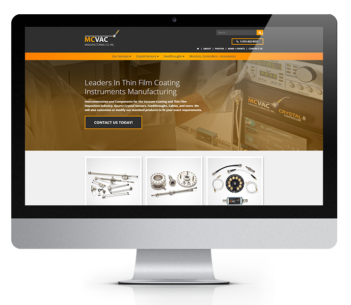 manufacturing website design for mcvac desktop view by acs web design and seo