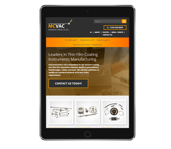 manufacturing website design for mcvac tablet portrait view by acs web design and seo