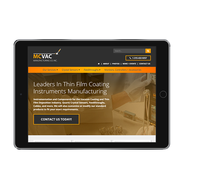 manufacturing website design for mcvac tablet landscape view from acs web design and seo
