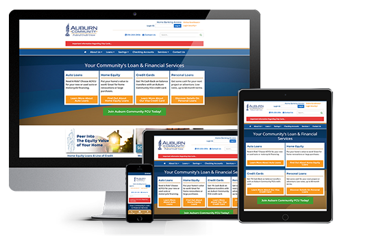 responsive web design for auburn community federal credit union by acs web design and seo