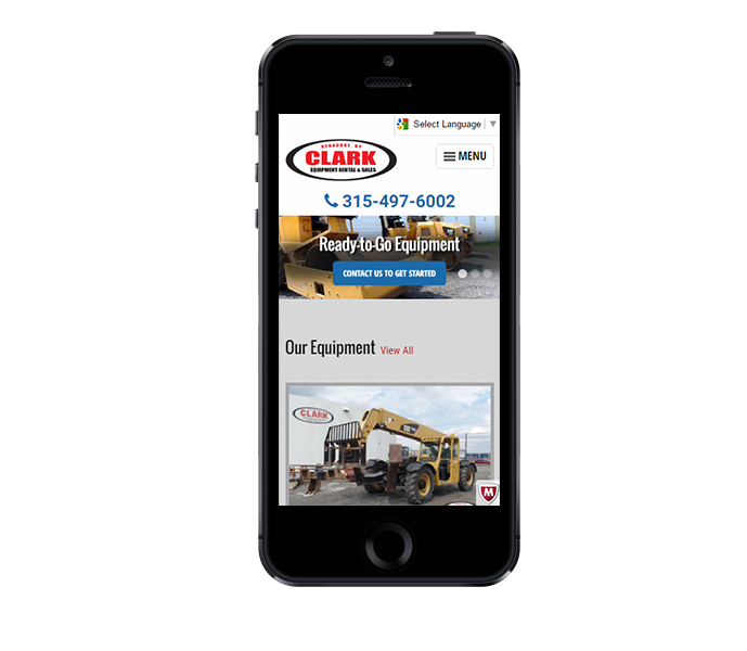 ecommerce website design mobile friendly view for clark equipment from acs web design and seo