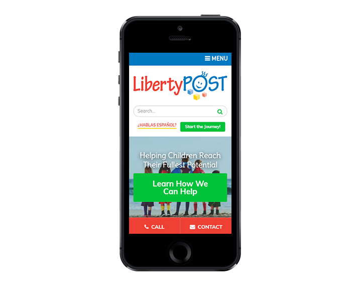 pediatric website design mobile phone view of liberty post from acs web design and seo