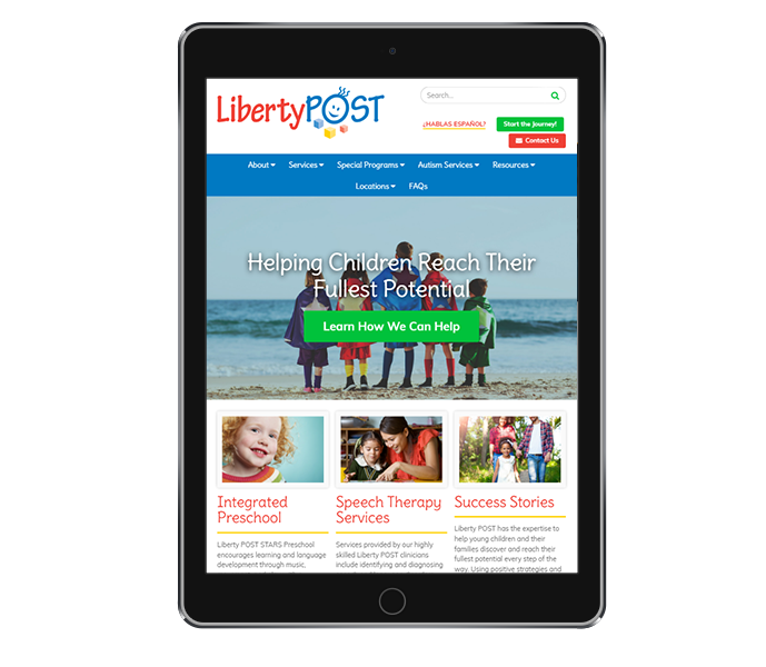 pediatric website design tablet portrait view of liberty post from acs web design and seo