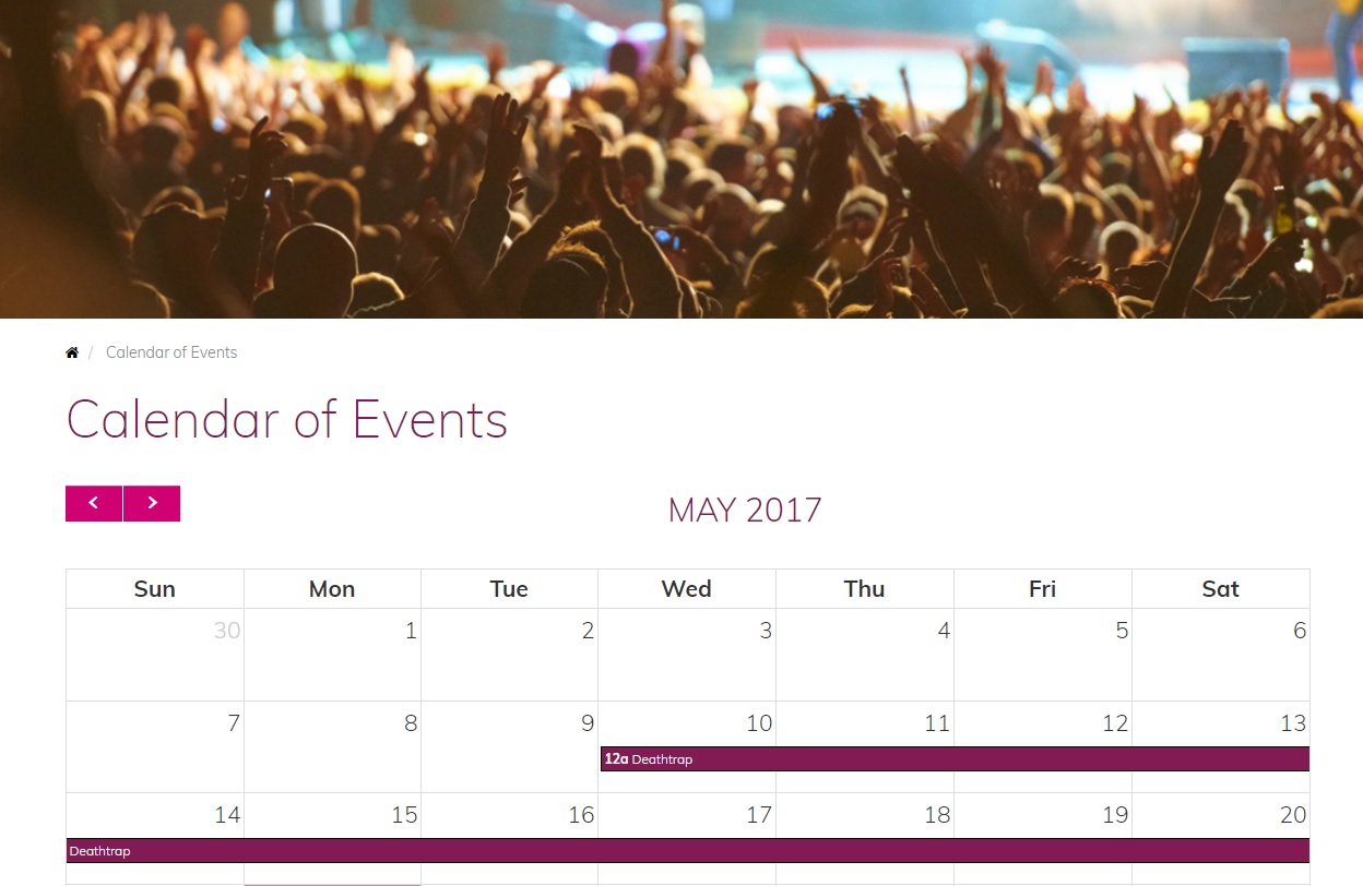 hotel web design calendar of events for crowne plaza syracuse by acs web design and seo