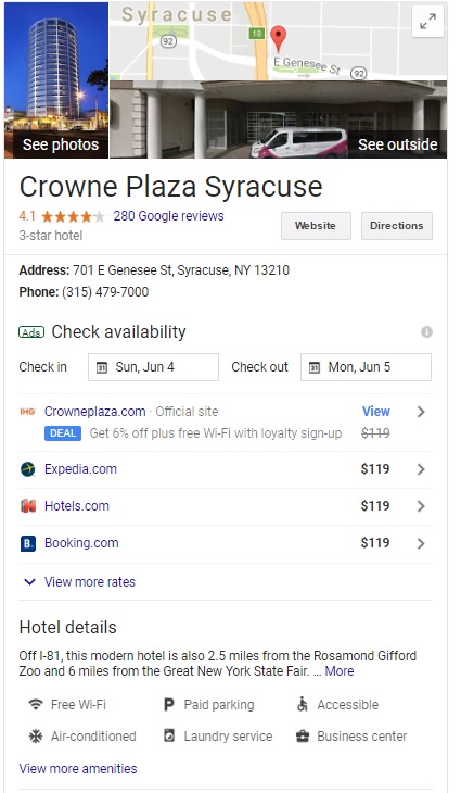 hotel website design seo migration for crowne plaza syracuse by acs web design and seo