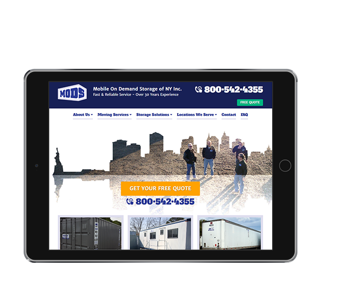 storage company website design tablet landscape view of mobile on demand by acs web design and seo