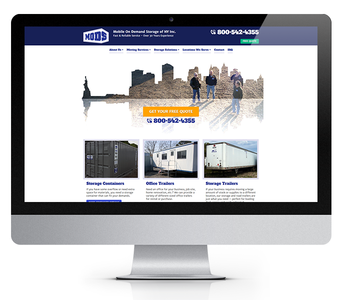 storage company website design desktop view of mobile on demand by acs web design and seo