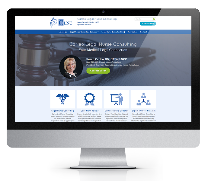 legal website design desktop view for carleo legal nurse consulting by acs web design and seo