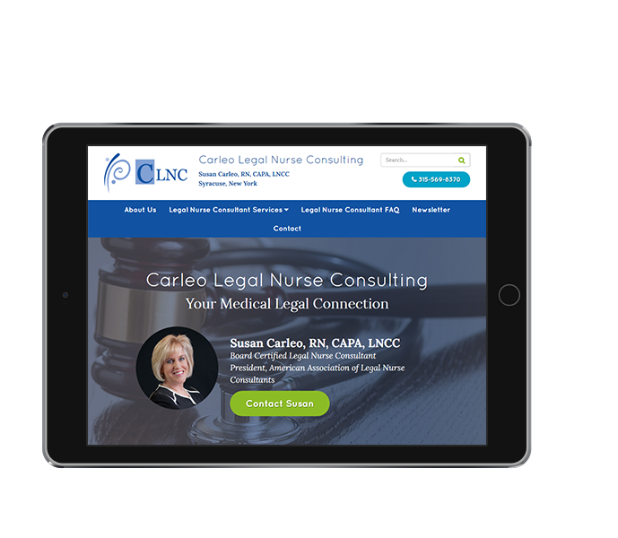 legal website design landscape tablet view of carleo legal nurse consulting by acs web design and seo