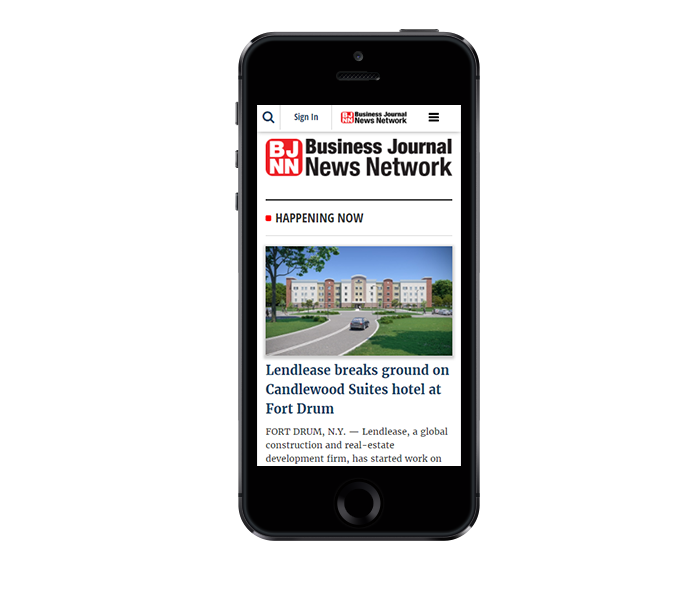 news website design mobile friendly view of cny business journal from acs web design and seo