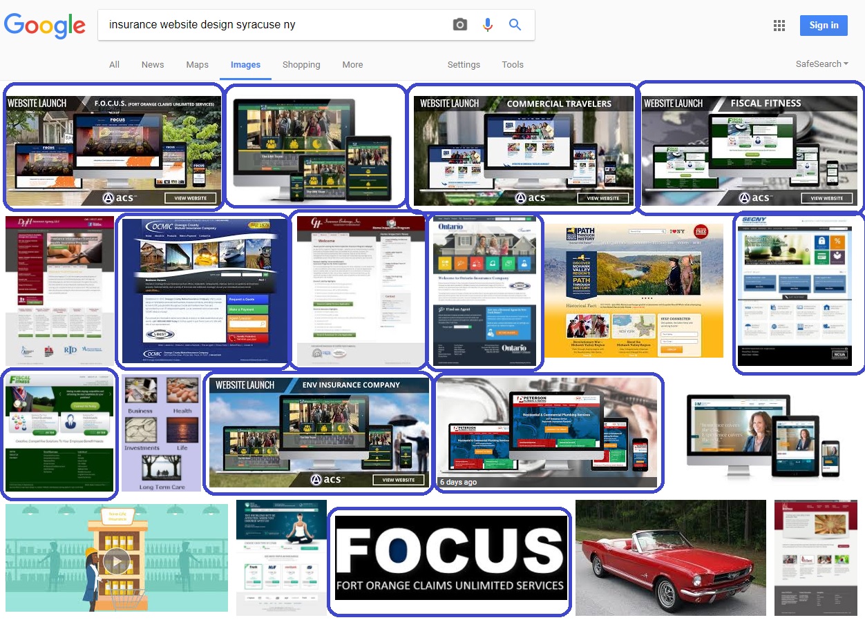 image seo for insurance website design by acs web design and seo