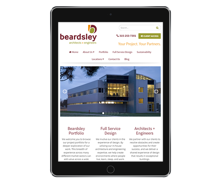 architecture website design tablet portrait view of beardsley from acs web design and seo