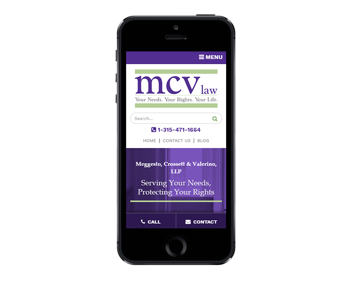 legal website design and law firm web design for mcv law mobile view from acs