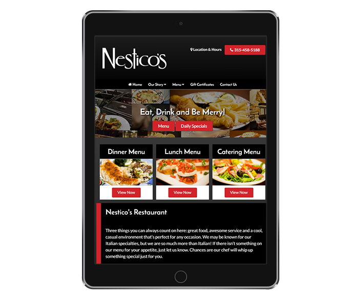restaurant website design tablet portrait by acs web design and seo