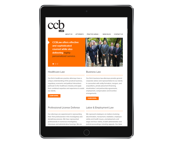 attorney website design tablet portrait view ccb law by acs